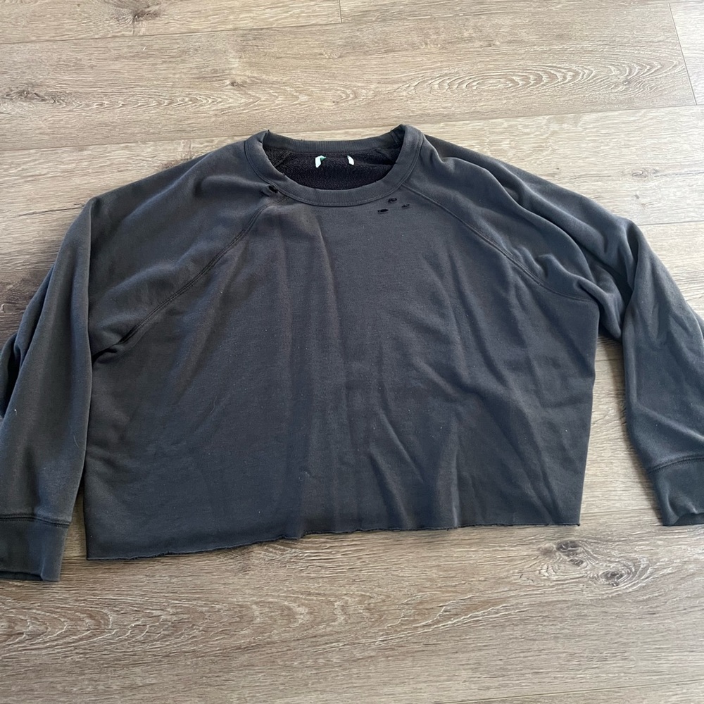 Aerie Distressed Crop Crewneck